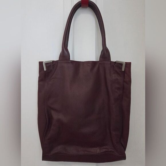 Sondra Robert Plum Burgundy Leather Tall Tote - Picture 2 of 13